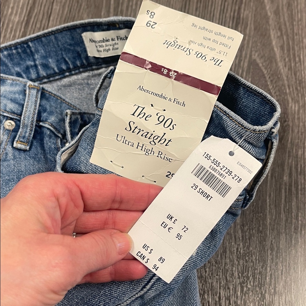 New Abercrombie fitch 90s straight ultra high rise jeans 29 - Picture 3 of 4